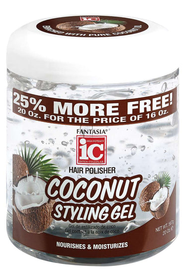 Fantasia IC Hair Polisher Coconut Styling Gel – Extra Moisture 20 oz - ANNS BEAUTY SUPPLY